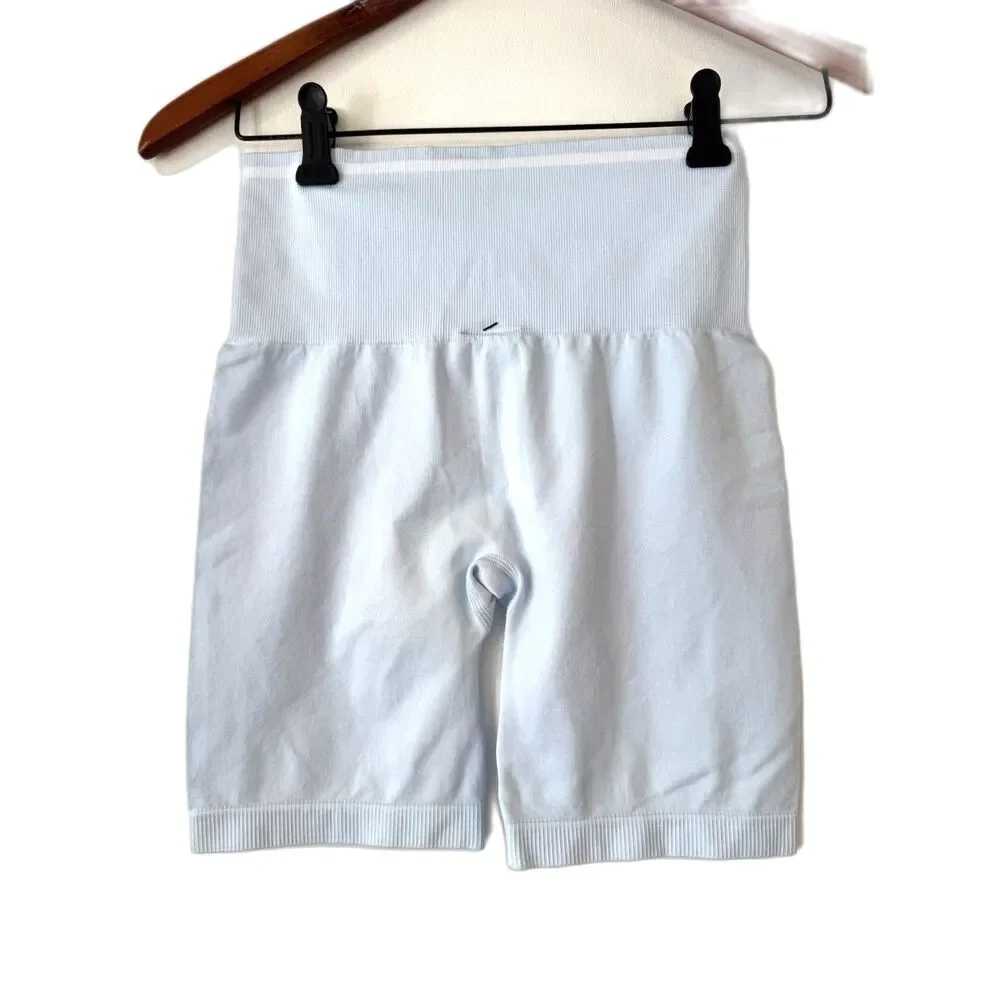 Calvin Klein Performance Light Blue Ribbed Bike Shorts Seamless NEW